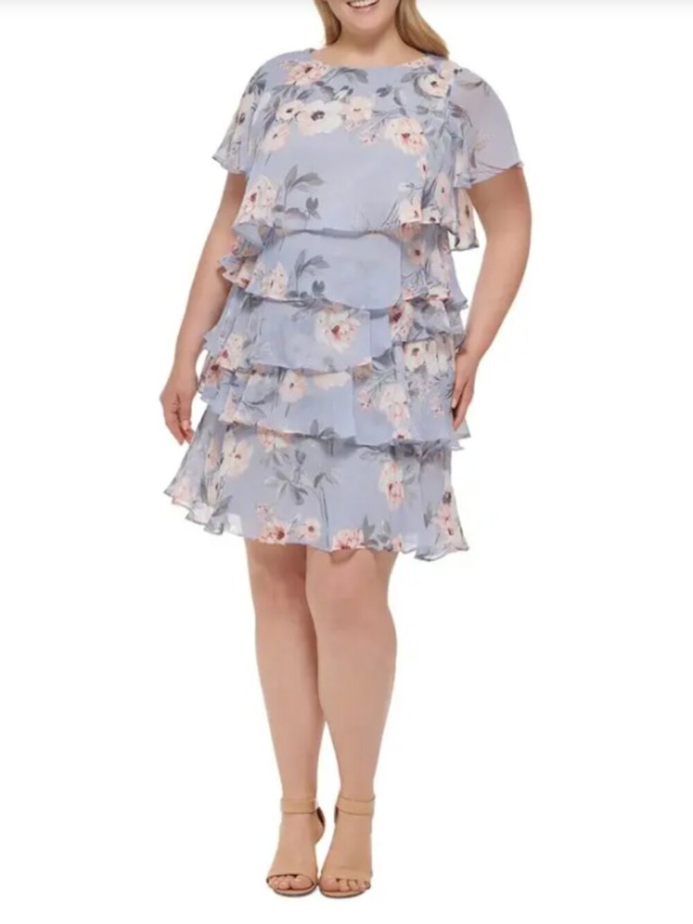 JESSICA HOWARD Plus Tiered Knee Length Mini Dress, Sz 16W, NWT